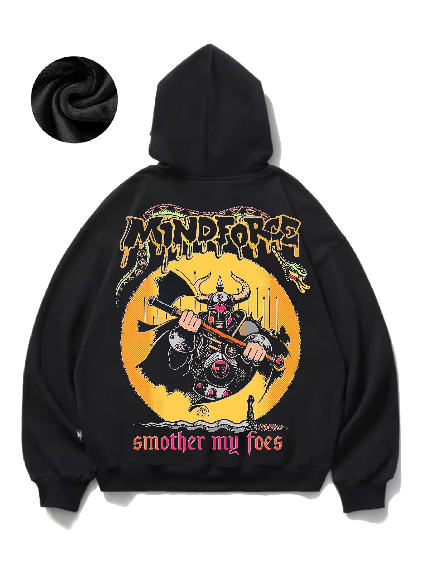 Mindforce Smother My Foes Men's fashion printed fleece hoodie for autumn and winter wear casual comfort Mindforce Smother My Foes Men's fashion printed fleece hoodie for autumn and winter wear casual comfort